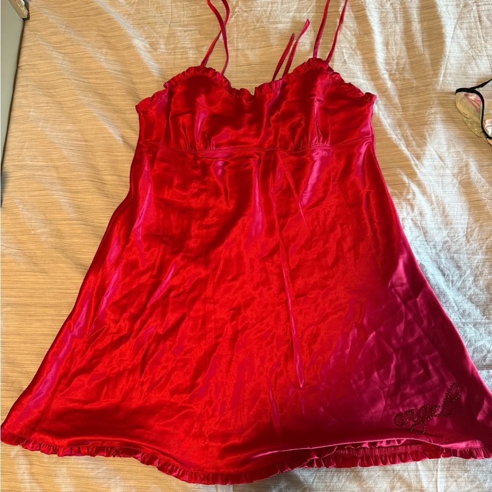 Red Satin Slip Dress
